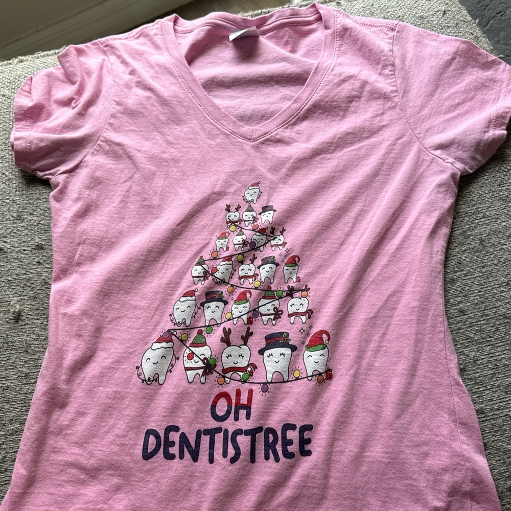 Pink Graphic Tee with Fun Tooth Design